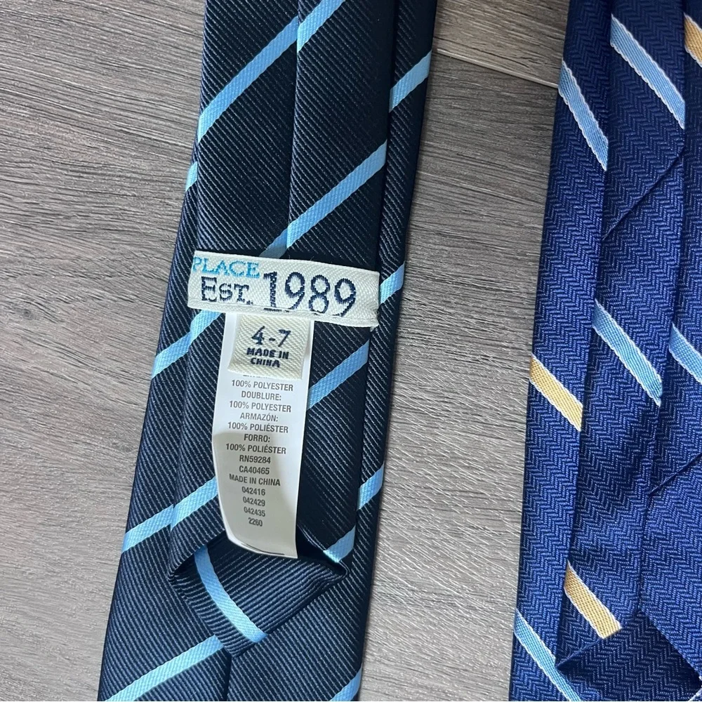 3 Boys Striped Clip On Ties Set - Blue and Red Festive
